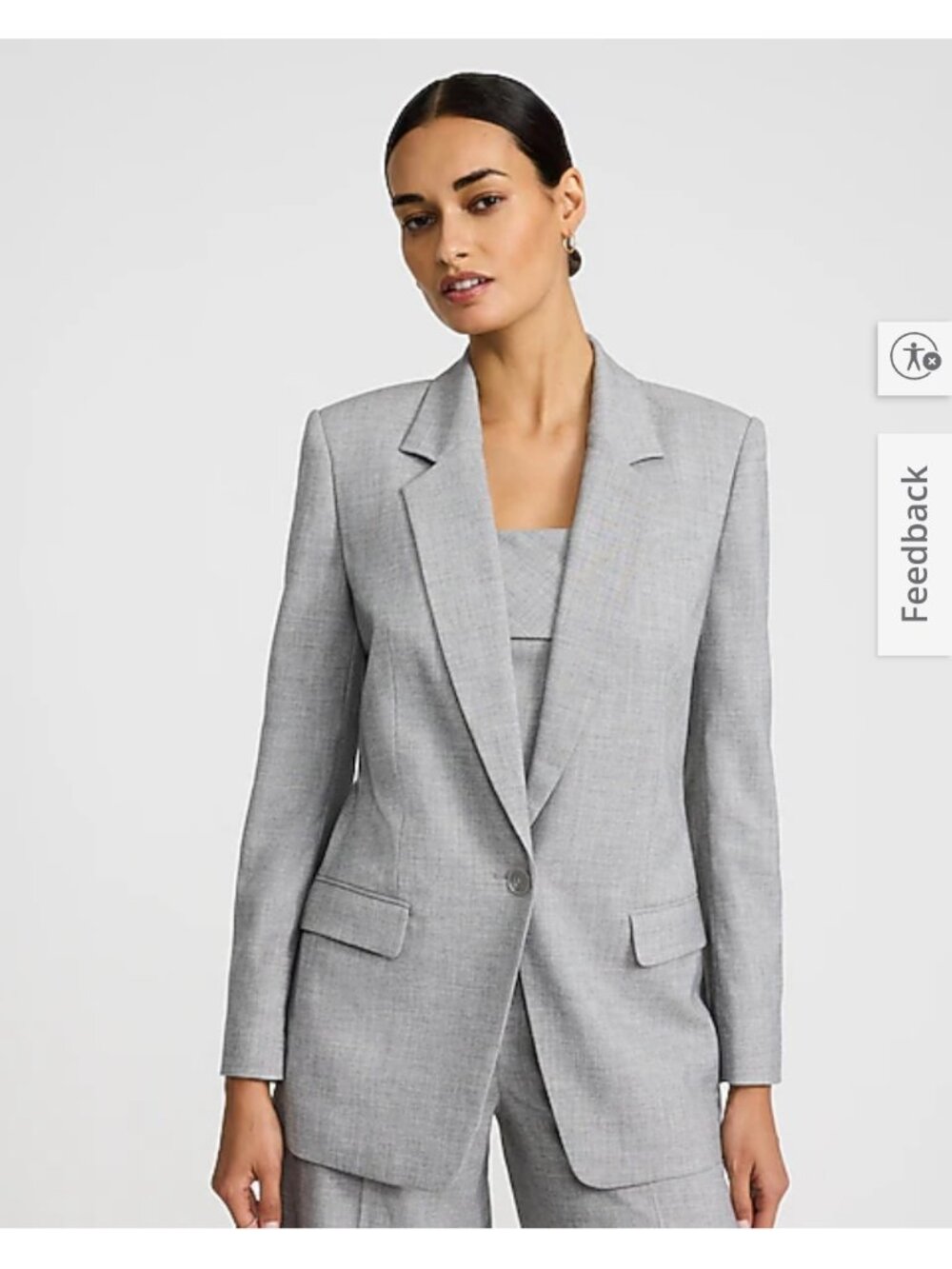 EXPRESS Suit - Textured Twill Cinched Boyfriend Blazer w/ Wide Leg Pant
